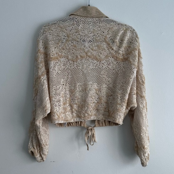 By Anthropologie Cropped Lace Cardigan Sweater XS - Picture 7 of 7